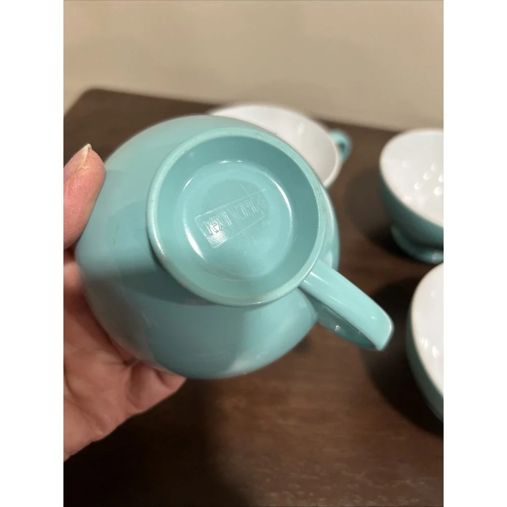 Texas Ware Set 4 Robin Eggs Blue‎ Turquoise Handled Cups